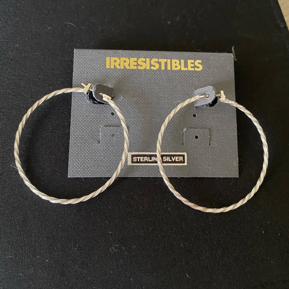 Sterling silver twisted hoop earrings